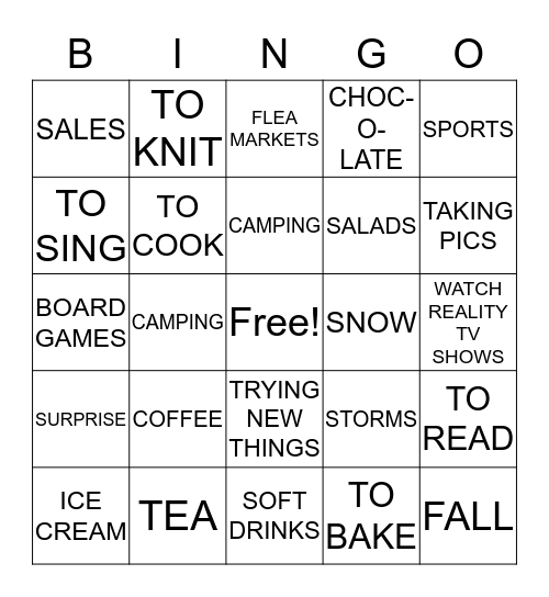 I LOVE Bingo Card