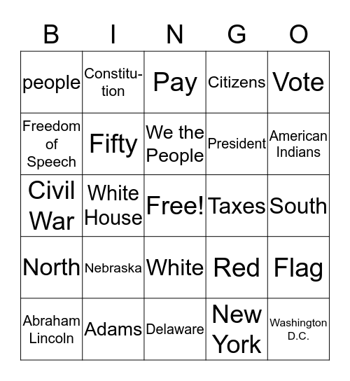 Citizenship 1 Bingo Card