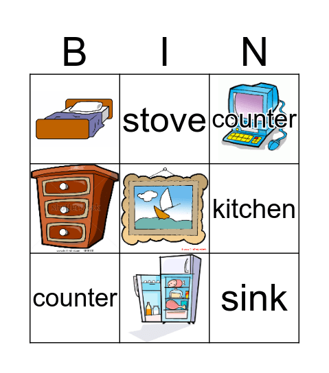 FURNITURE Bingo Card