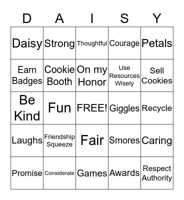 DAISIES  Bingo Card