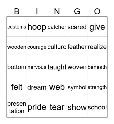 The Dream Catcher Bingo Card