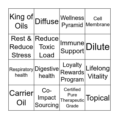 doTERRA 101 Bingo Card