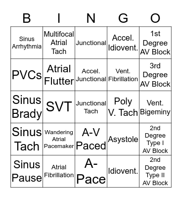 Basic EKG Bingo Card