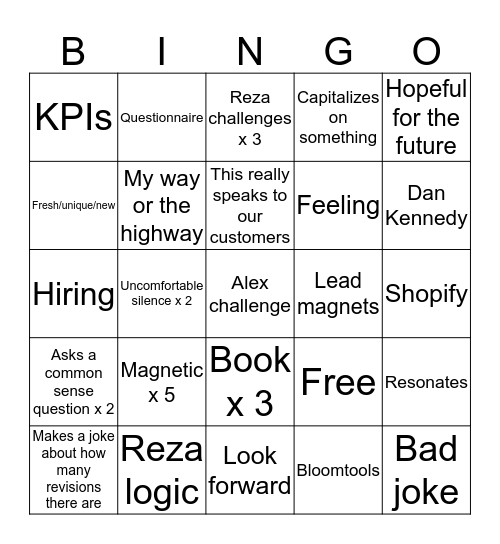 Magnetic Bingo Card