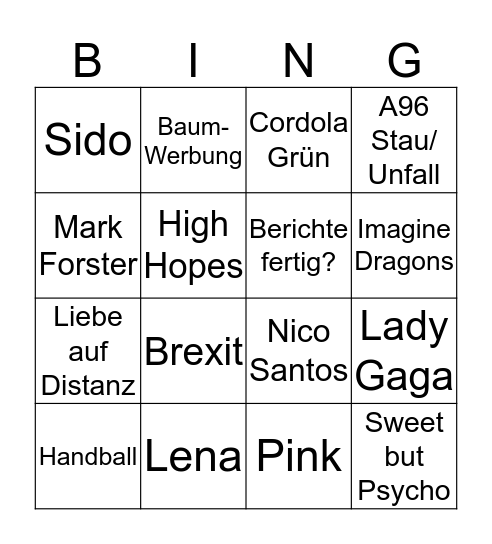 Büro Bingo Card