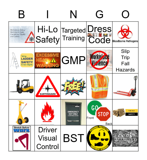 Safety Bingo Card