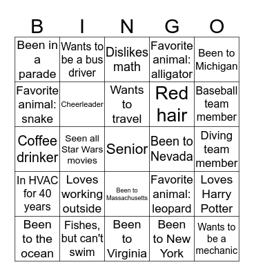 Human Bingo Card