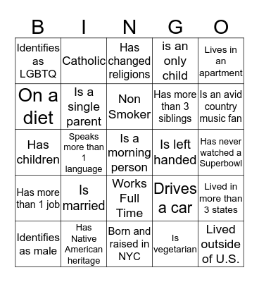 Cultural Diversity in Our Classroom Bingo Card