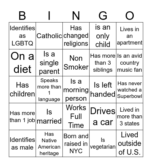 Cultural Diversity in Our Classroom Bingo Card