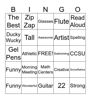 Miss Majors Bingo Card
