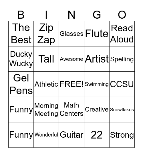 Miss Majors Bingo Card