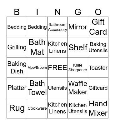 BRIDAL BINGO Card