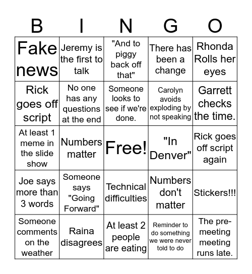 Meeting Bingo Card