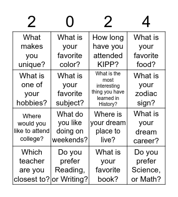 Keeping Up With #2024 Bingo Card