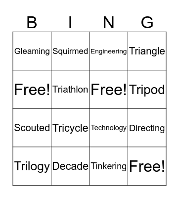 Unit 4.3 Bingo Card