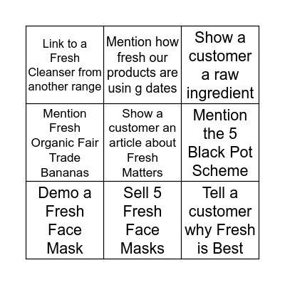 FRESH MATTERS Bingo Card