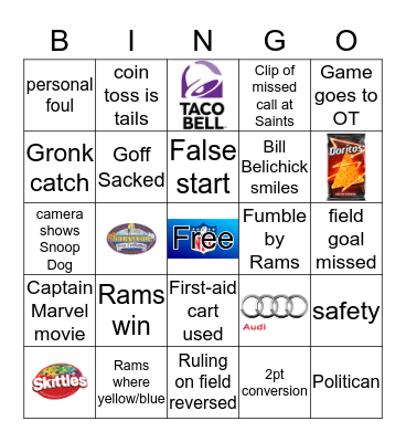 Super Bowl LIII Bingo Card