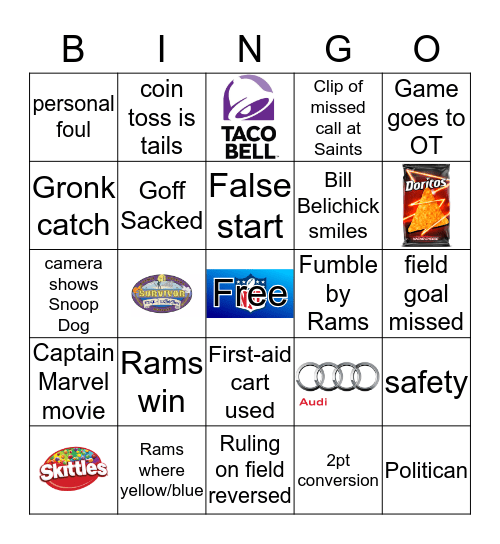 Super Bowl LIII Bingo Card