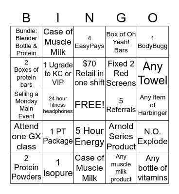 24 Fitness Christmas Contest Bingo Card