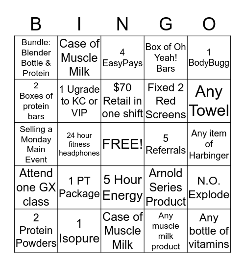 24 Fitness Christmas Contest Bingo Card