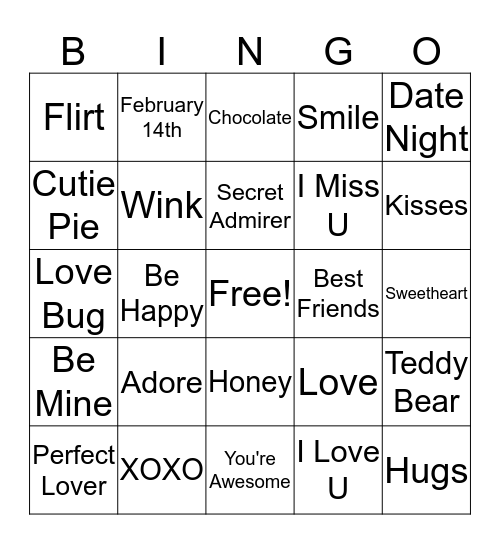 Love  Bingo Card