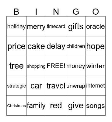 'Tis the Season Bingo Card