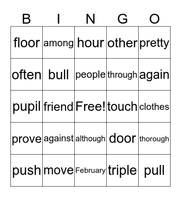 Sight Words #3 Bingo Card