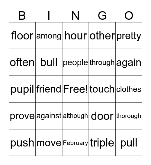 Sight Words #3 Bingo Card