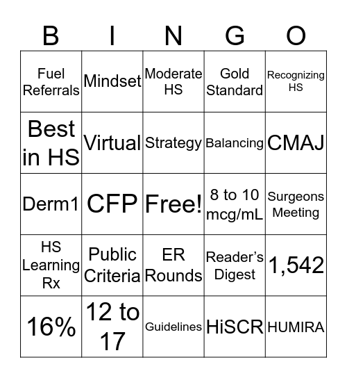 Derm Beach Blanket Bingo Card