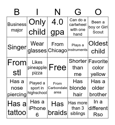 Trio bingo Card