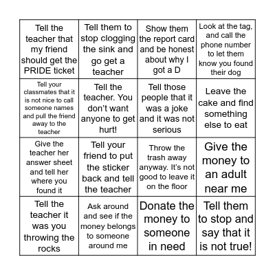 Integrity Bingo! Bingo Card