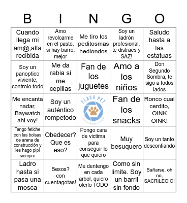 BINGO PET by Flashpet Bingo Card