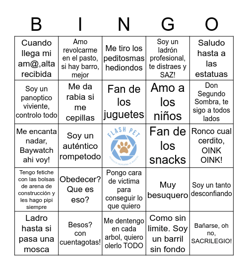 BINGO PET by Flashpet Bingo Card