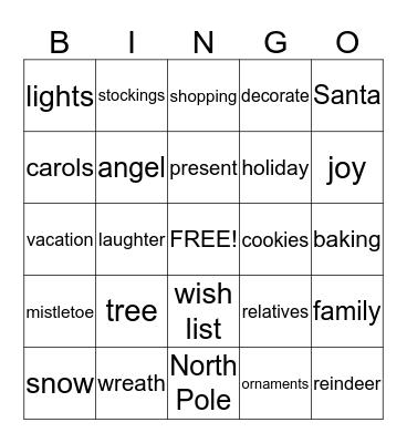 Christmas Bingo!! Bingo Card