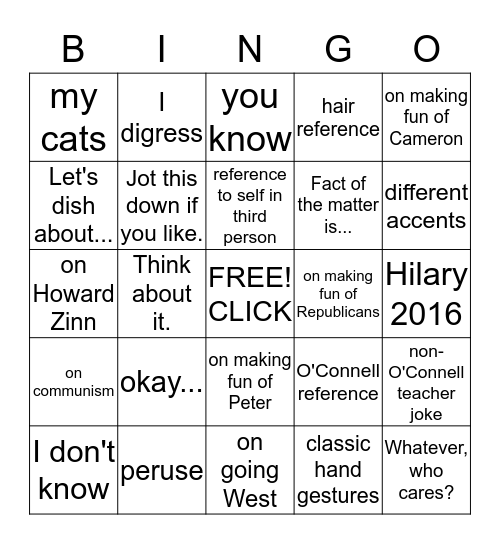 The Quips and Quotes of Mr. K Bingo Card