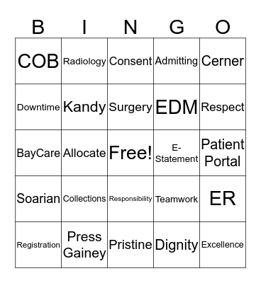 BayCare Bingo Card