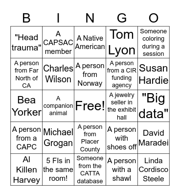 San Diego International Conference Bingo Card