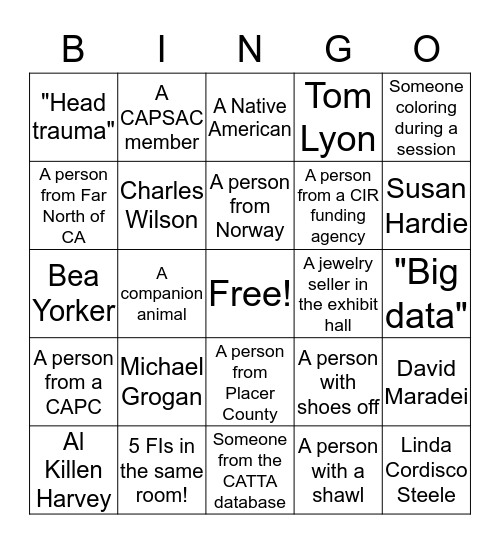 San Diego International Conference Bingo Card