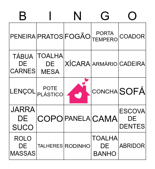 Chá de Casa Nova Roberto & Milena Bingo Card