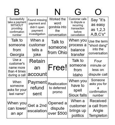 The Best team on the floor Bingo Card