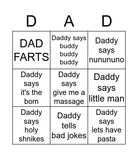 DADDY BINGO Card