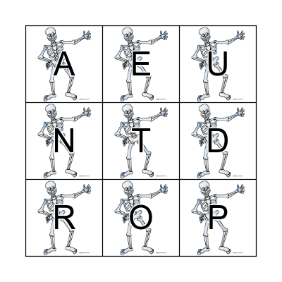 Skeleton Alphabet Bingo Card