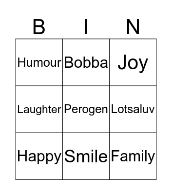 Bobba's 80th Birthday Bingo Card