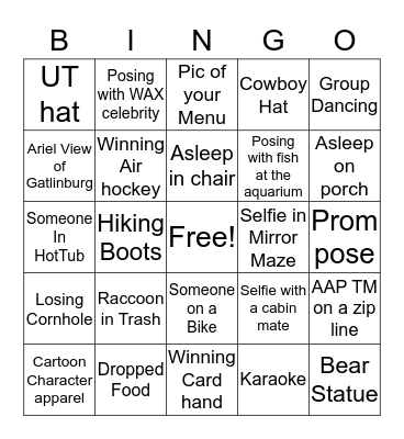 Gatlinburg BINGO Card
