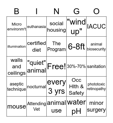 AAALAC FUN Bingo Card