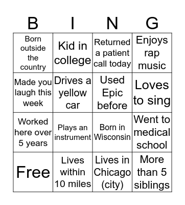 Bingo  Bingo Card
