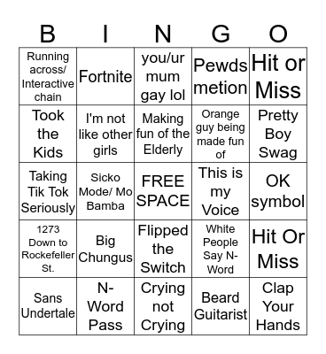 Hit or Miss Bingo Card