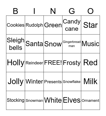 Holiday Bingo Card