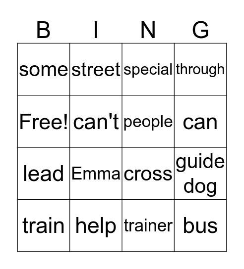 Helper dogs Bingo Card