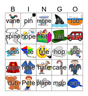 Magic "e" Bingo Card